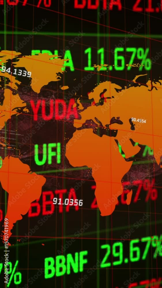 Poster animation of world map over data processing