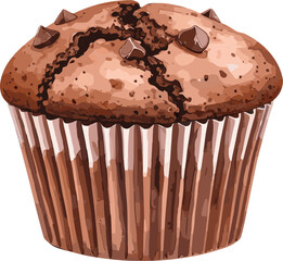 Chocolate muffin watercolor vector illustration