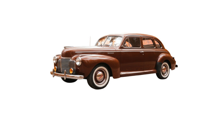 Fototapeta Vintage brown sedan automobile isolated on a transparent background vintage car classic car