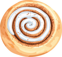 Cinnamon roll watercolor vector illustration