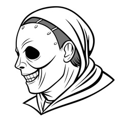 Creepy mask with wide grin horror scary