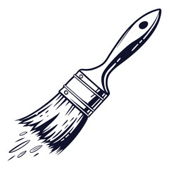 Dark blue paintbrush creating a sweeping stroke painting