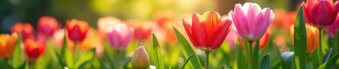 Vibrant Spring Flowers Blooming in Sunlight Delicate Petals and Lush Garden