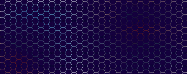 Hexagonal Abstract Technology Background. Hexagons Pattern for Hi-Tech Communication Design. Hi-tech Cyber Hexagon Sci-Fi Game Banner Grid. Nano Shield Pattern. Vector Illustration