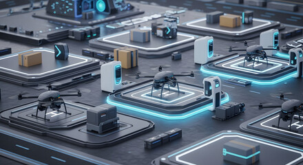 Futuristic Drone Delivery Network Autonomous Air Cargo System