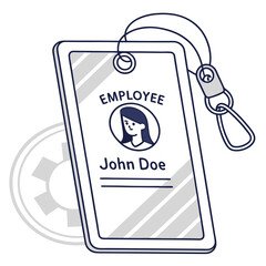 Employee identification card with lanyard badge