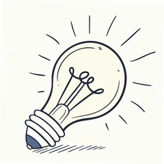 Glowing lightbulb with radiating lines idea innovation