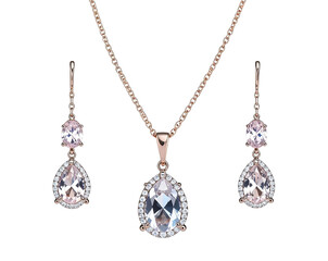 Soft-Hued Pastel Stone Necklace and Earring Combo Isolated PNG