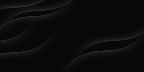 Abstract futuristic dark black background with waved design. Realistic 3d wallpaper with luxury flowing lines. Elegant backdrop for poster, website