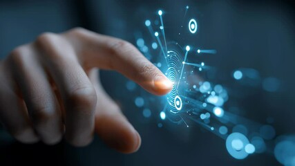 Focused finger touch on glowing digital interface crafting an inclusive user experience for future technology - Powered by Adobe