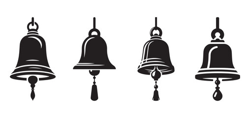 Silhouette vector icon of a hanging temple bell
