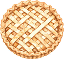 Round pie watercolor vector illustration