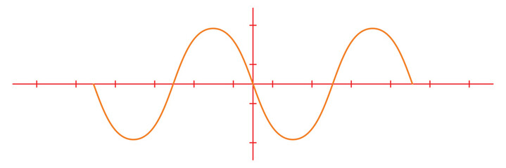 Sine wave vector illustration. Simple line drawing of sine wave. Sinusoidal wave diagram .