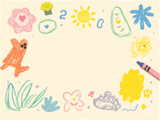 a childs completed reading activity artwork The artwork is on a simple, slightly textured paper