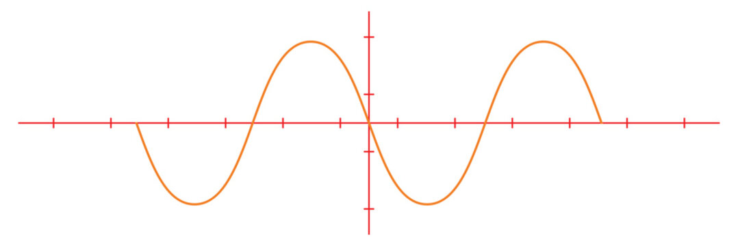 Sine wave vector illustration. Simple line drawing of sine wave. Sinusoidal wave diagram .