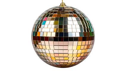 Colorful party disco ball isolated on transparent background