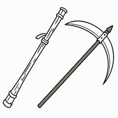 Scythe and pole with rings sickle tool