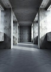 Fototapeta premium Abstract empty dark concrete interior 3d Empty room interior design architecture blank design room striking structures clean lines geometric shapes dramatic angles play of light and shadow c