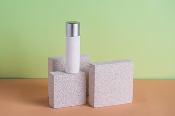 Plastic white tube for cream or lotion. Skin care or sunscreen cosmetic, Cosmetic accessory for...