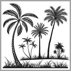 Silhouettes palm tree illustration