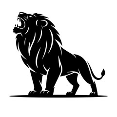 Royal heraldic lions. Black silhouette of a rampant lion and griffins for logo or coat of arms. Premium wild animal crest symbols