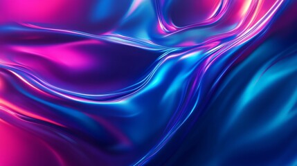 Obraz premium a neon-infused abstract composition with a holographic liquid texture, featuring smooth, flowing waves of electric blue, radiant magenta, and shimmering turquoise the image has a rough grainy noise