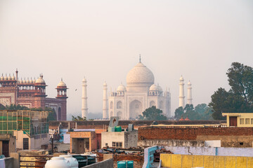 Fototapeta premium View of the Taj Mahal from the back streets of India.
