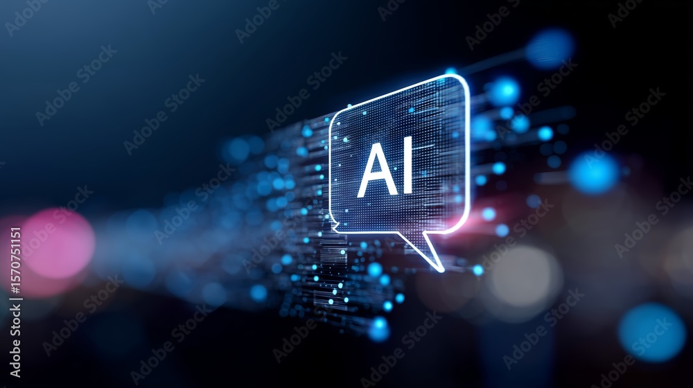 Poster digital representation of artificial intelligence concept with glowing elements in a futuristic desi