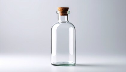 Empty clear glass wine bottle, isolated on white with no liquid