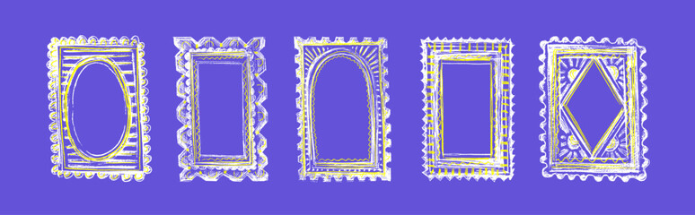 Obraz premium Vintage picture frame, scribble border set, photo