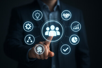 Business management strategy concept team collaboration innovation process improvement digital technology