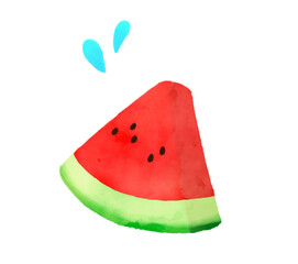 水彩風一切れのスイカのイラスト