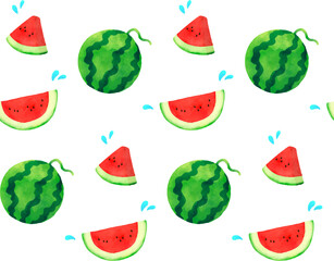 かわいい水彩風スイカの壁紙