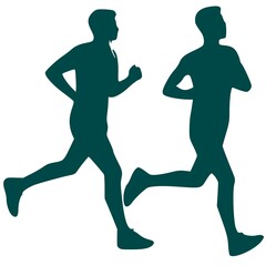 Obraz premium Silhouettes of Running People, People Running in Silhouette