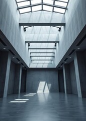 Obraz premium Empty room with spotlights Empty room interior design architecture blank design room striking structures clean lines geometric shapes dramatic angles play of light and shadow capturing archi