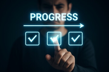 Obraz premium Progress checklist concept with checkmarks for task management and workflow automation process complete