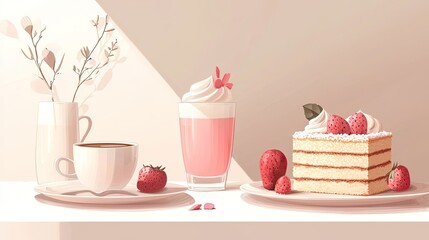 profilbild fÃ¼r instagram, illustration style, Bilder von essen und trinken wie kaffee croassaint Kuchen, Farben beige rosa in der Mitte Text: saaras.baakery