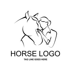 Horse and Rider Bond - Minimalist Line Art Logo