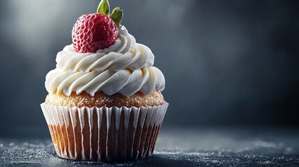 realistic advertising perfect cupcake, premium material studio backgroundwith high-resolution, hyper-realistic product photography