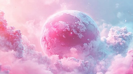 Realistic photograph, shot of a candy planet from space - in candy universe setting, extremely creative, tasty and colourful, soft lighting, pastel 