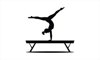 Dynamic gymnastics pose silhouette