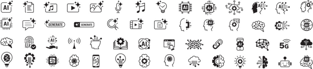 Generate AI icon. Artificial intelligence icons collection. Editable vector icon illustration.