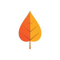 Autumn leaf with veins and stem in warm orange and yellow hues fall season