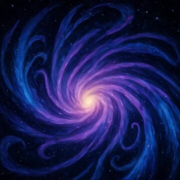Visual of rotating disc galaxy trembling with cosmic energy.
