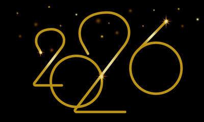 Golden vector design of the happy New Year 2026 on a black background. Fashionable and unique logo design template for the upcoming New Year 2026. Vector illustration.
