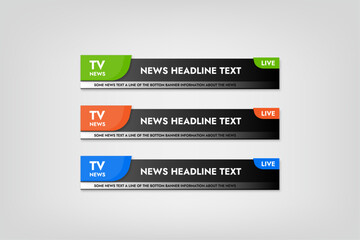 modern banner design vector tv program news banner template on gray background