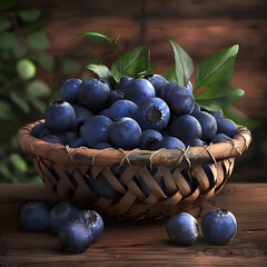 Garden Blueberries in Artisan Basket