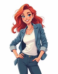 Vector illustration of a successful businesswoman posing confidently. AI generated