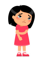 Little sad girl with tears in her eyes.
Concept of emotions of uncertainty, anxiety, sadness, disappointment.
Cute cartoon character
