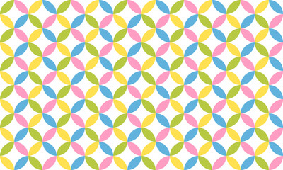 Colorful Pop Japanese Shippo Seamless Vector Pattern in Pink, Green, Blue, and Yellow for Kids Design, Party Decor, and Fun Packaging